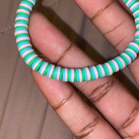 light pink, dark green, and light blue bracelet - Picture 4 of 4